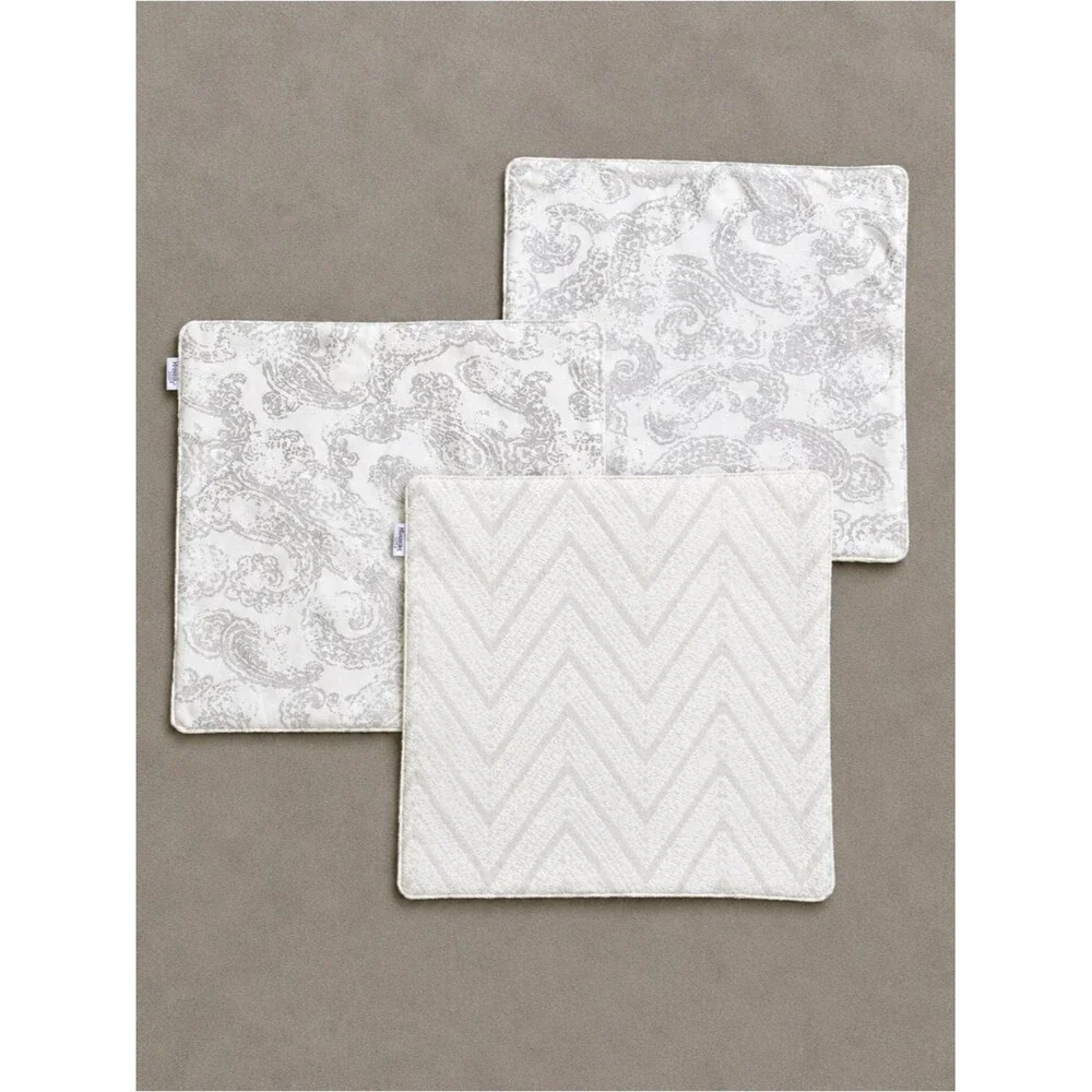 Set 3 Neutral Cream Ivory Paisley Chevron Throw Pillow Covers Only 18x18